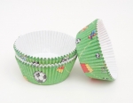 Cupcakes paper cup 60 pieces, green - soccer